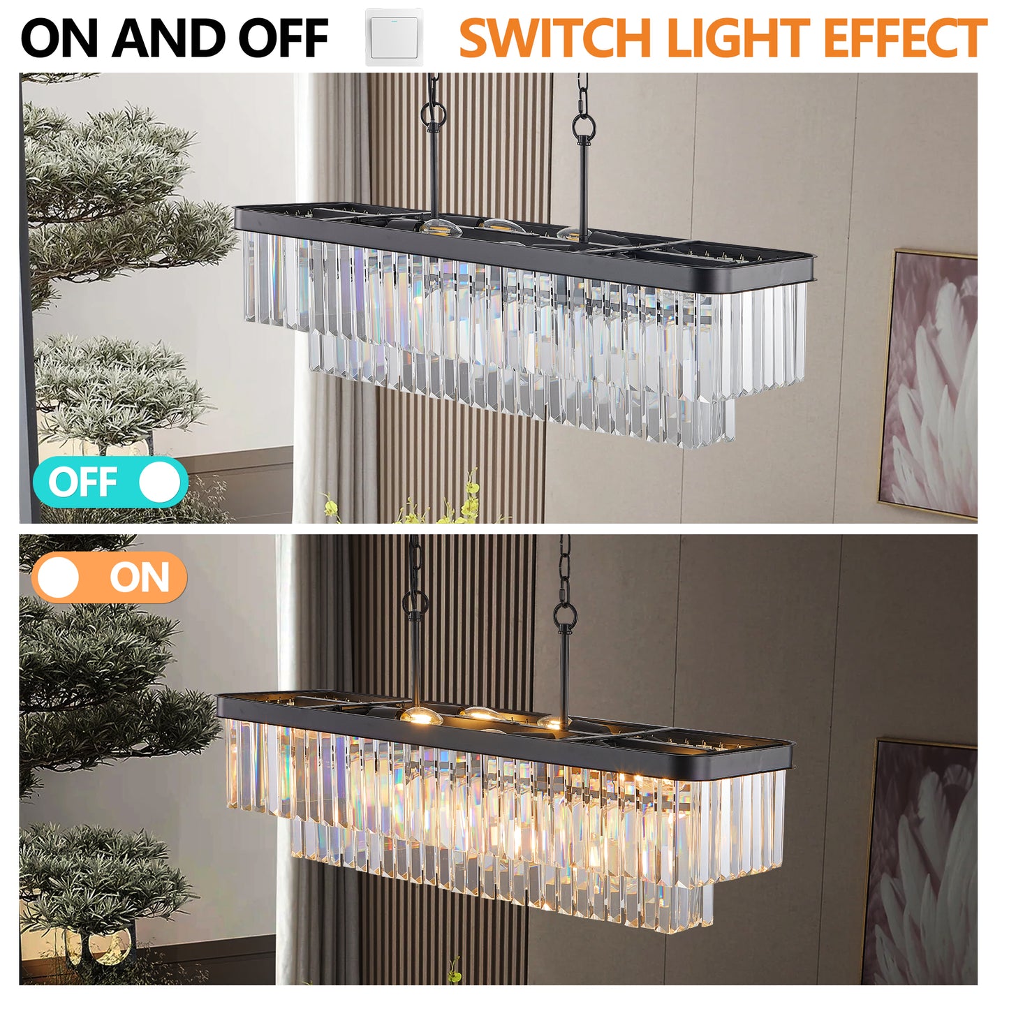 Modern Industrial Crystal Chandelier