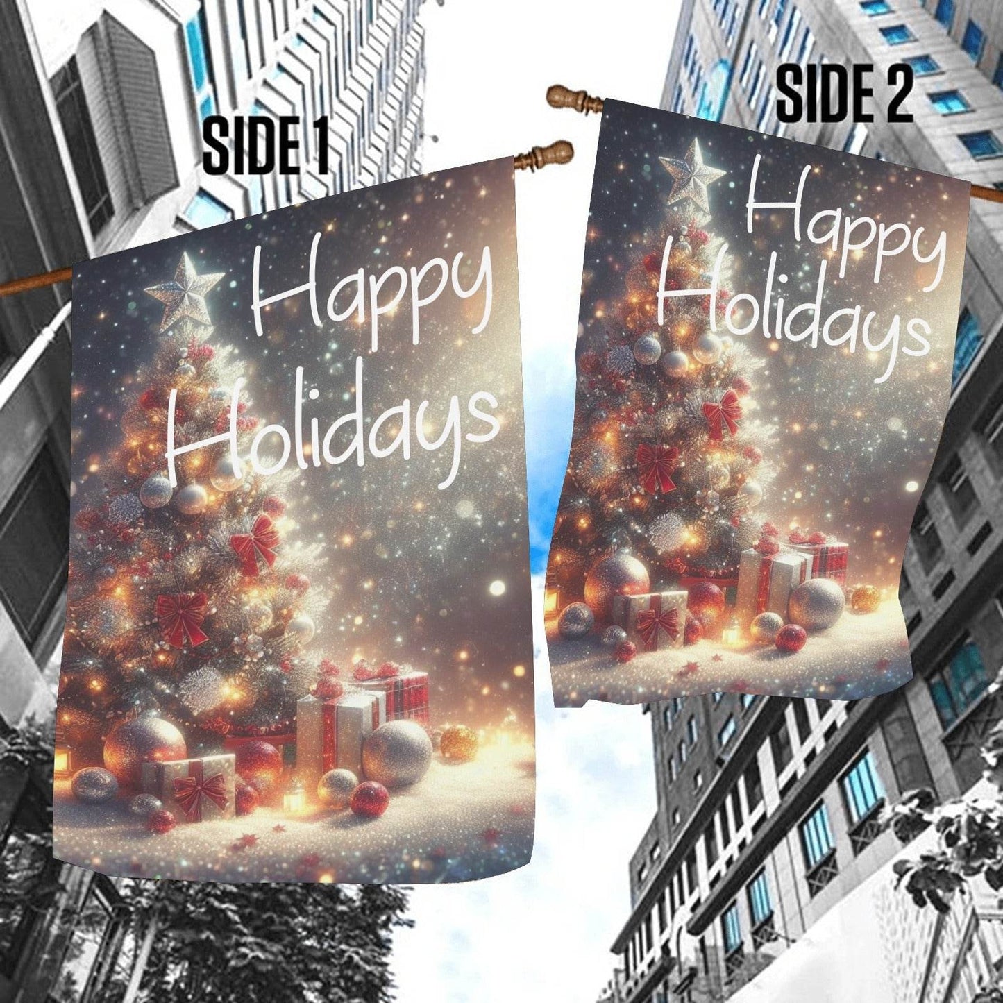 Shop Jobie Garden Flag - Happy Holidays - Shop Jobie