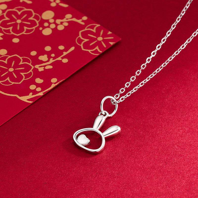 Sterling Silver Rabbit Heart Necklace - Shop Jobie