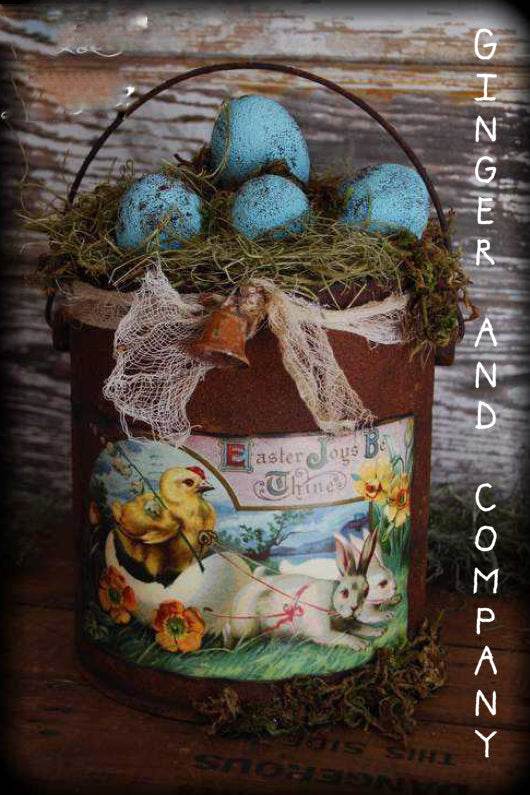 Grungy Easter Basket Paint Can & Eggs EPATTERN E007 - Shop Jobie