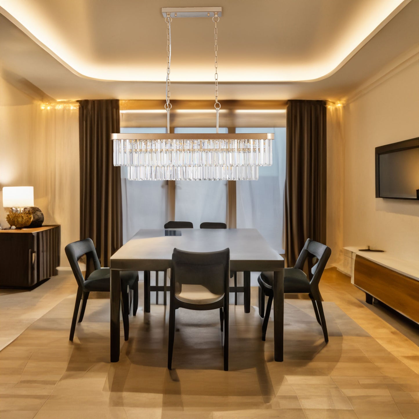 Modern Industrial Crystal Chandelier Gold
