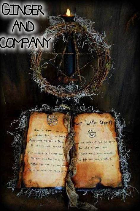 Witch Spell Book, Pentagram, Crow & Grungy Tea-Lite EPATTERN F021 - Shop Jobie
