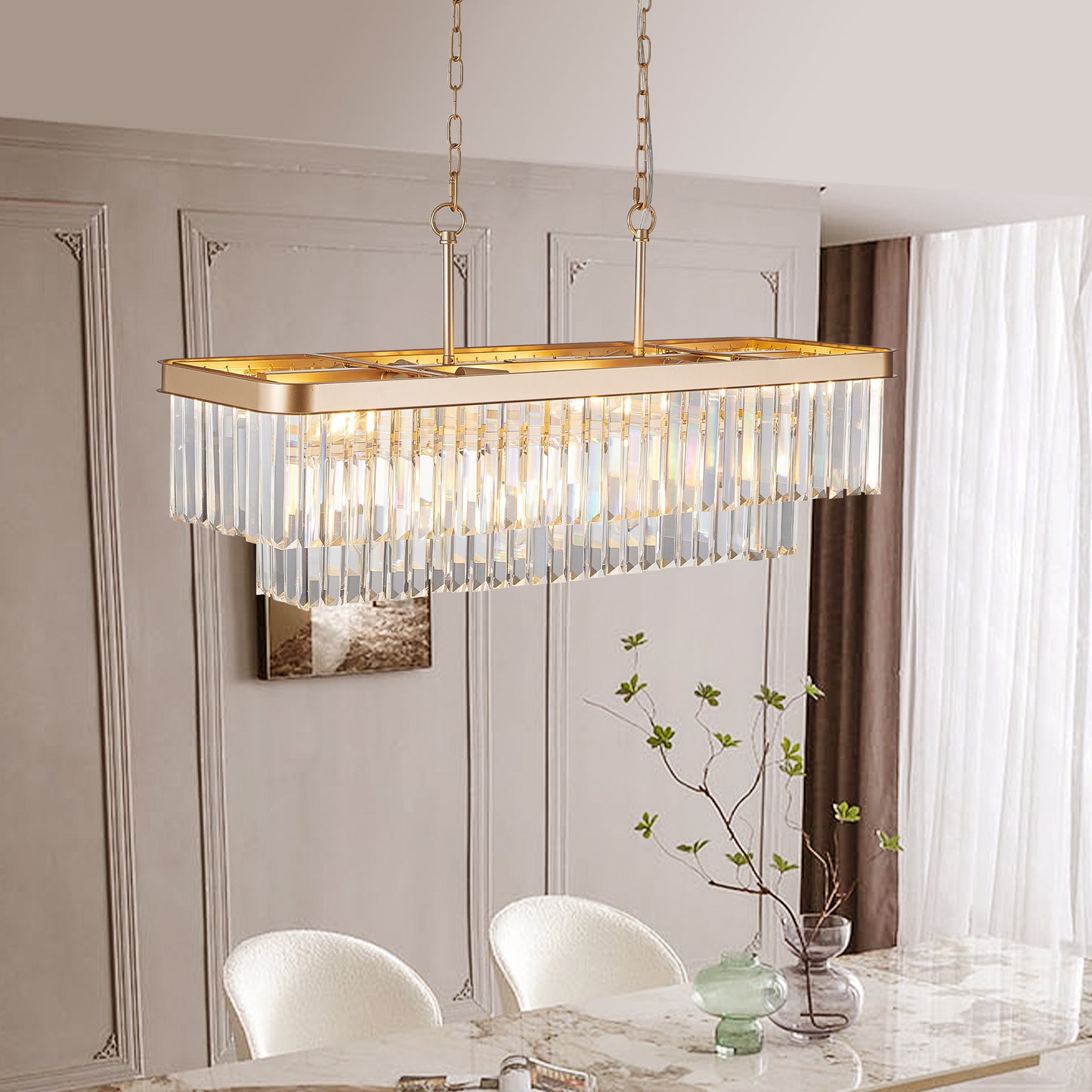 Modern Industrial Crystal Chandelier Gold
