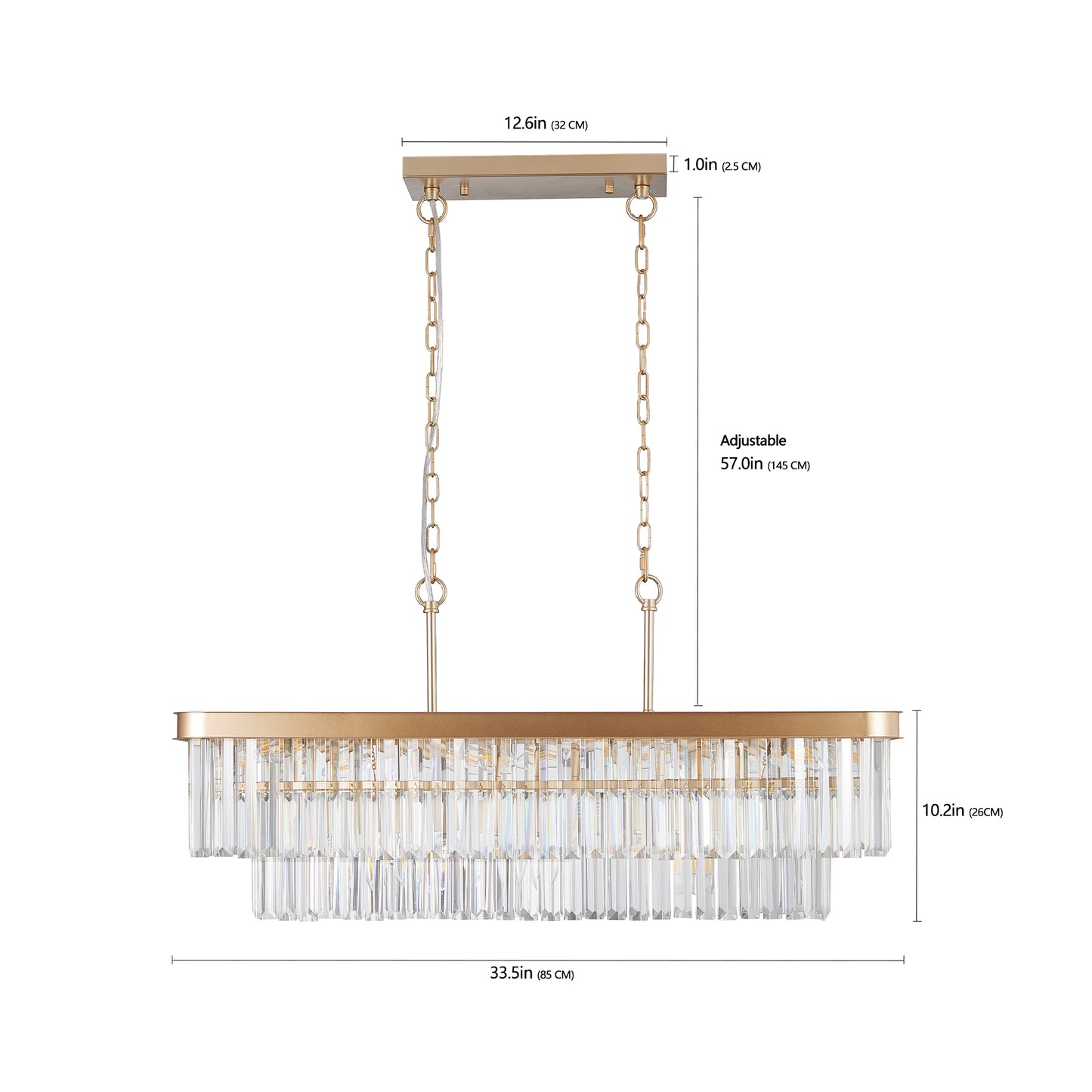 Modern Industrial Crystal Chandelier Gold