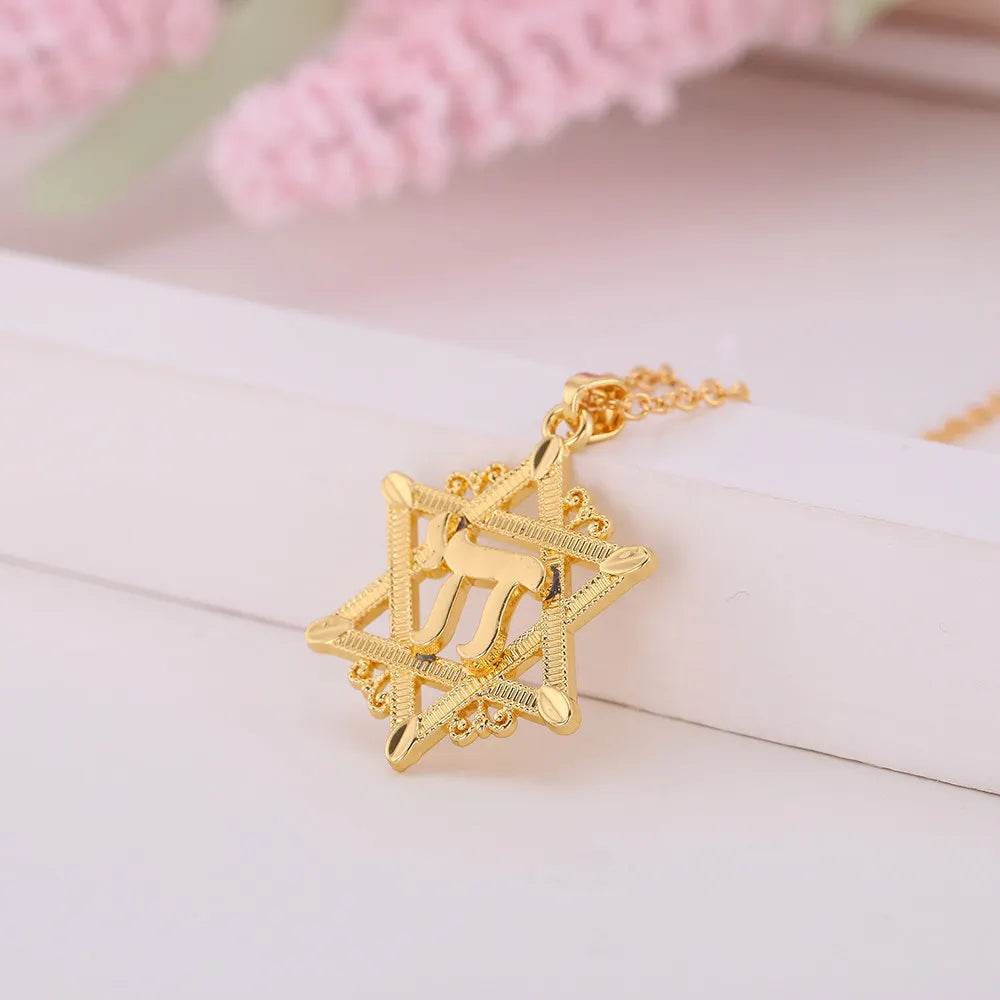 Chai Pendant Necklace Star of David - Shop Jobie