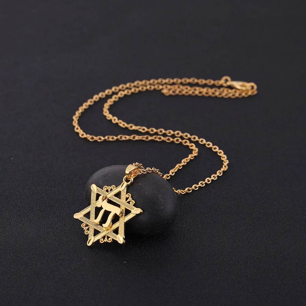 Chai Pendant Necklace Star of David - Shop Jobie