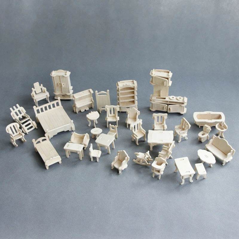 Wooden Dollhouse Miniature Furniture DIY - Shop Jobie