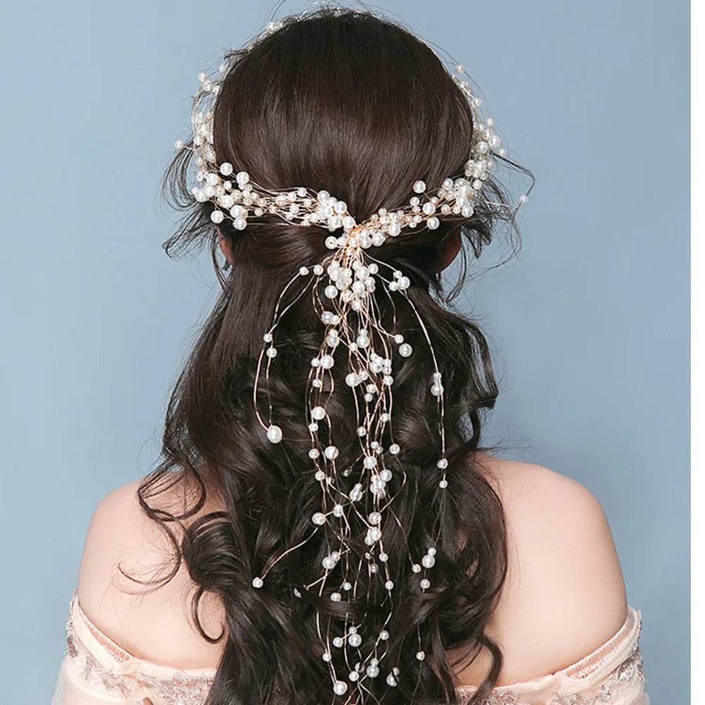 Wedding - Crystal Pearl Long Tiaras - Shop Jobie