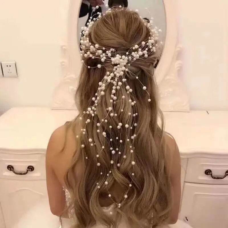 Wedding - Crystal Pearl Long Tiaras - Shop Jobie