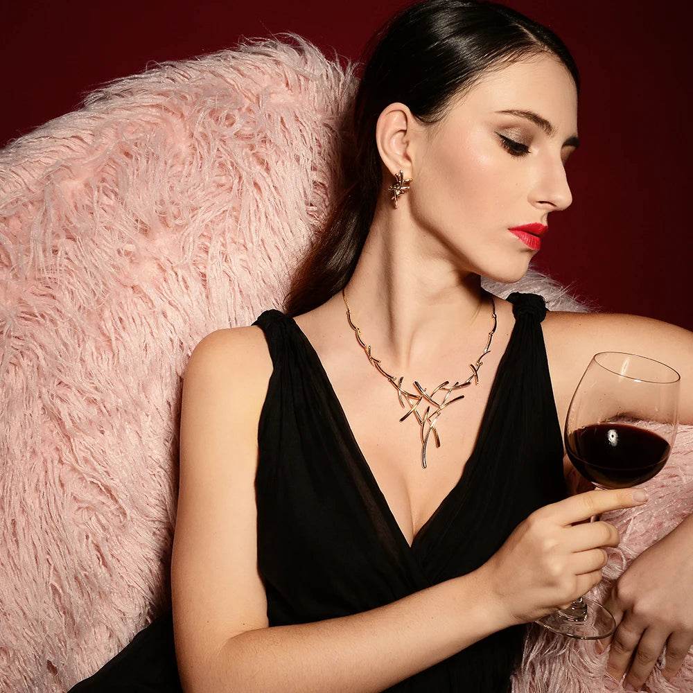 Viennois Metallic Earrings & Necklace Set - Shop Jobie