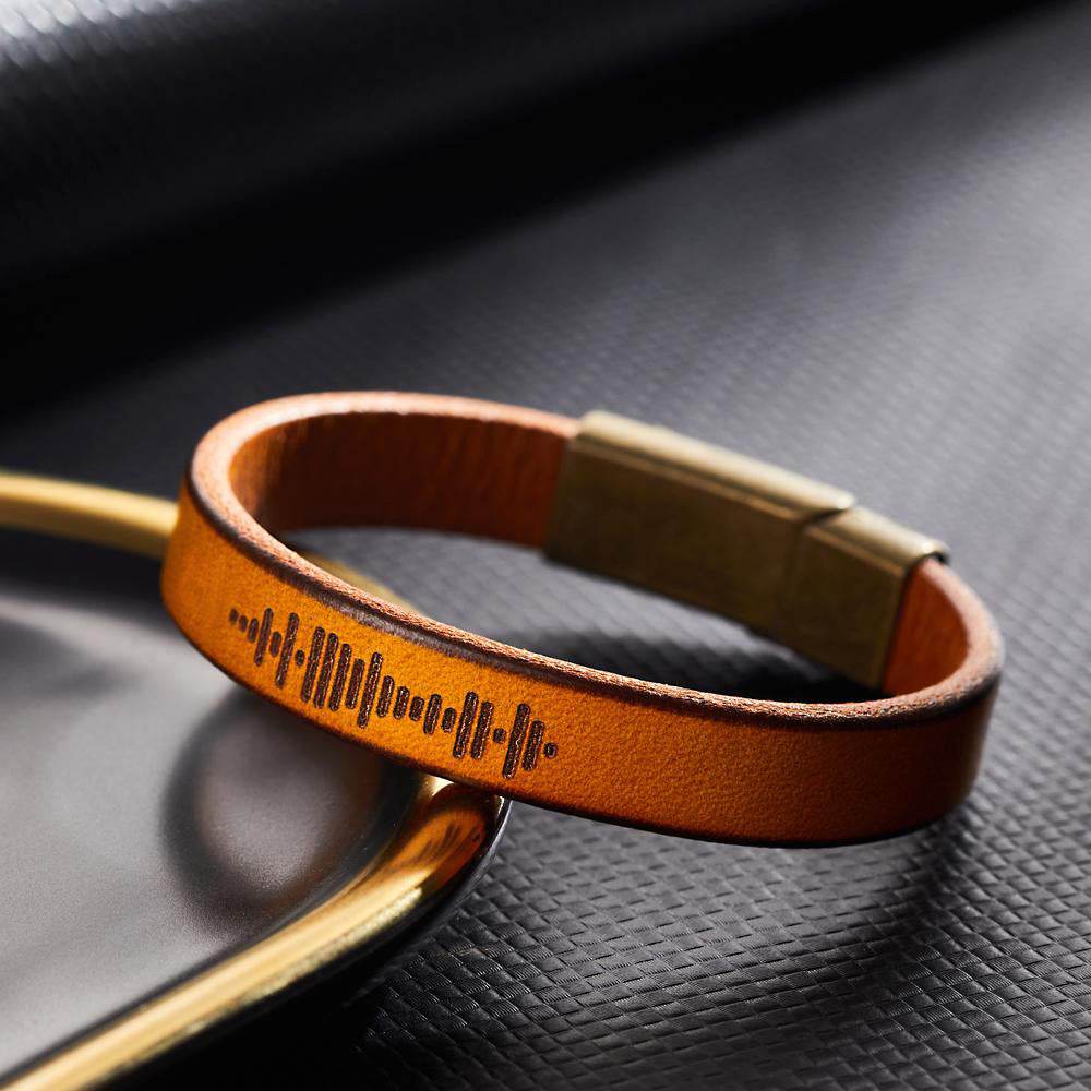 Custom Engraved Music Code Leather Bracelet - Shop Jobie