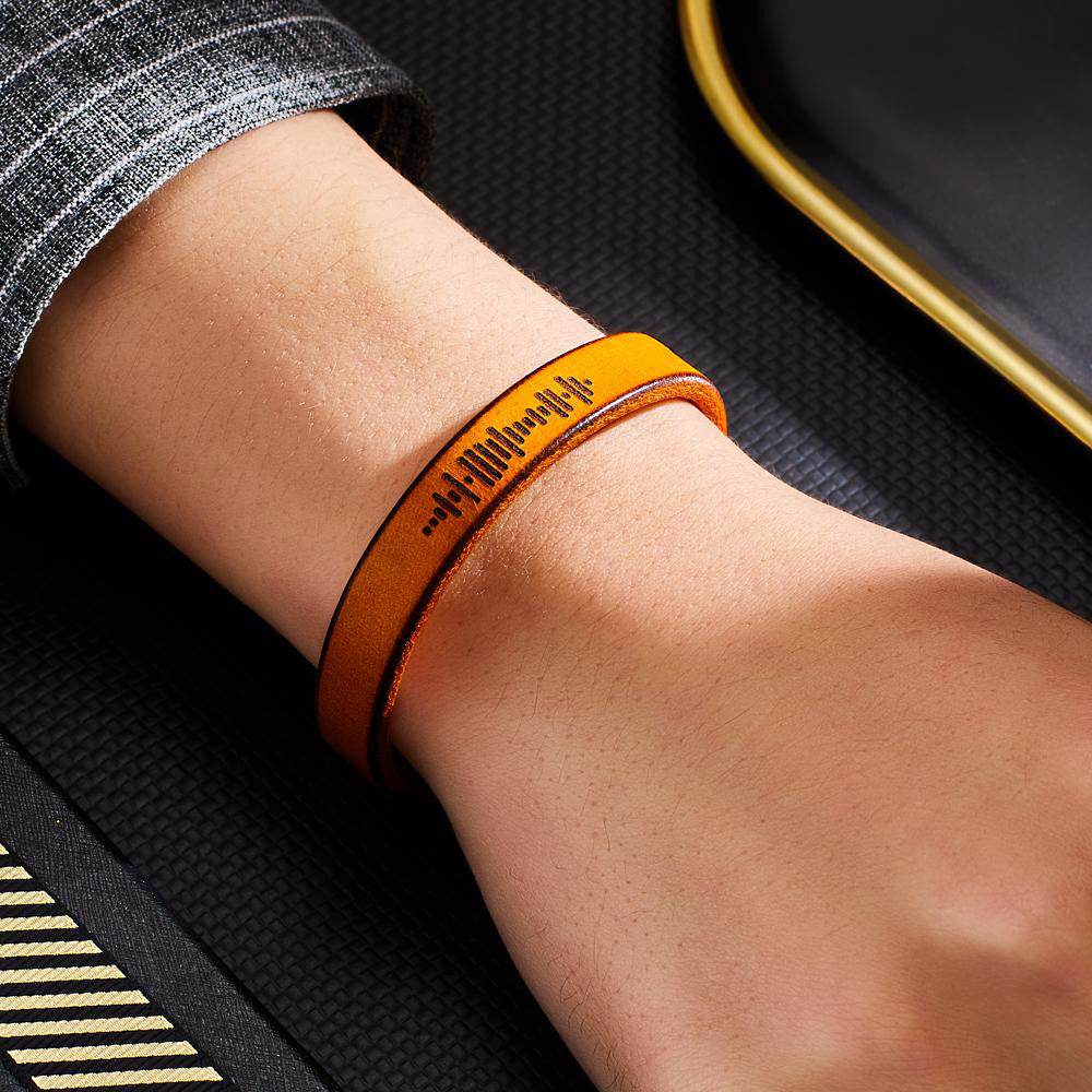 Custom Engraved Music Code Leather Bracelet - Shop Jobie