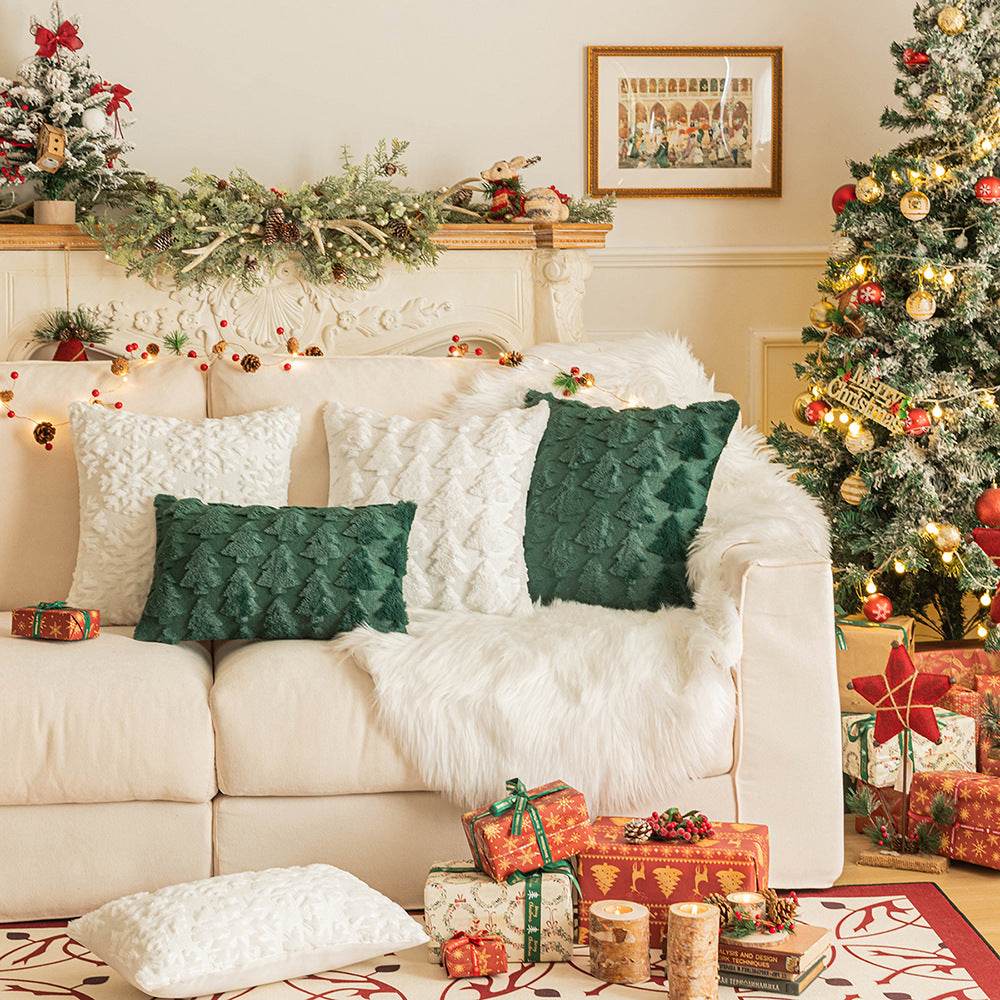Winter Plush Pillow Covers - Snowflakes & Trees - Shop Jobie