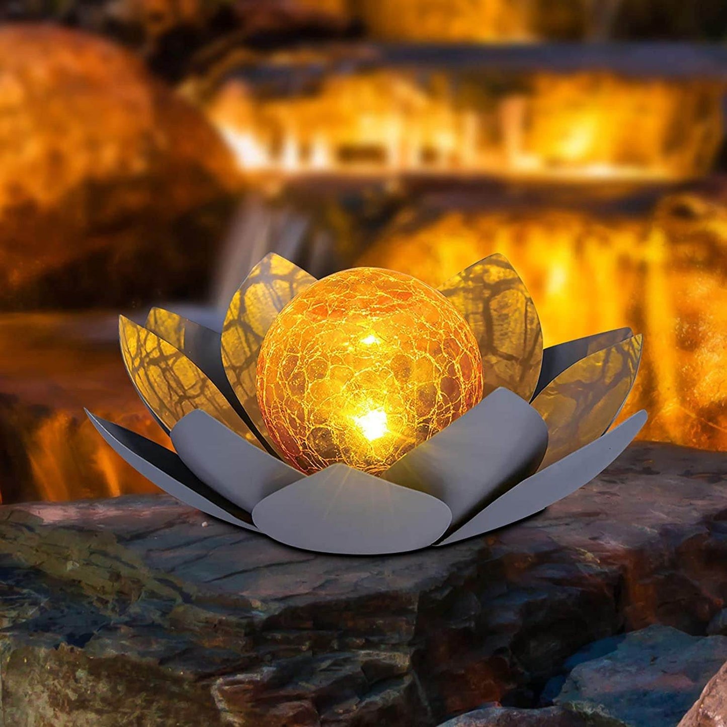Solar Iron Cracked Lotus Lawn Light - Shop Jobie