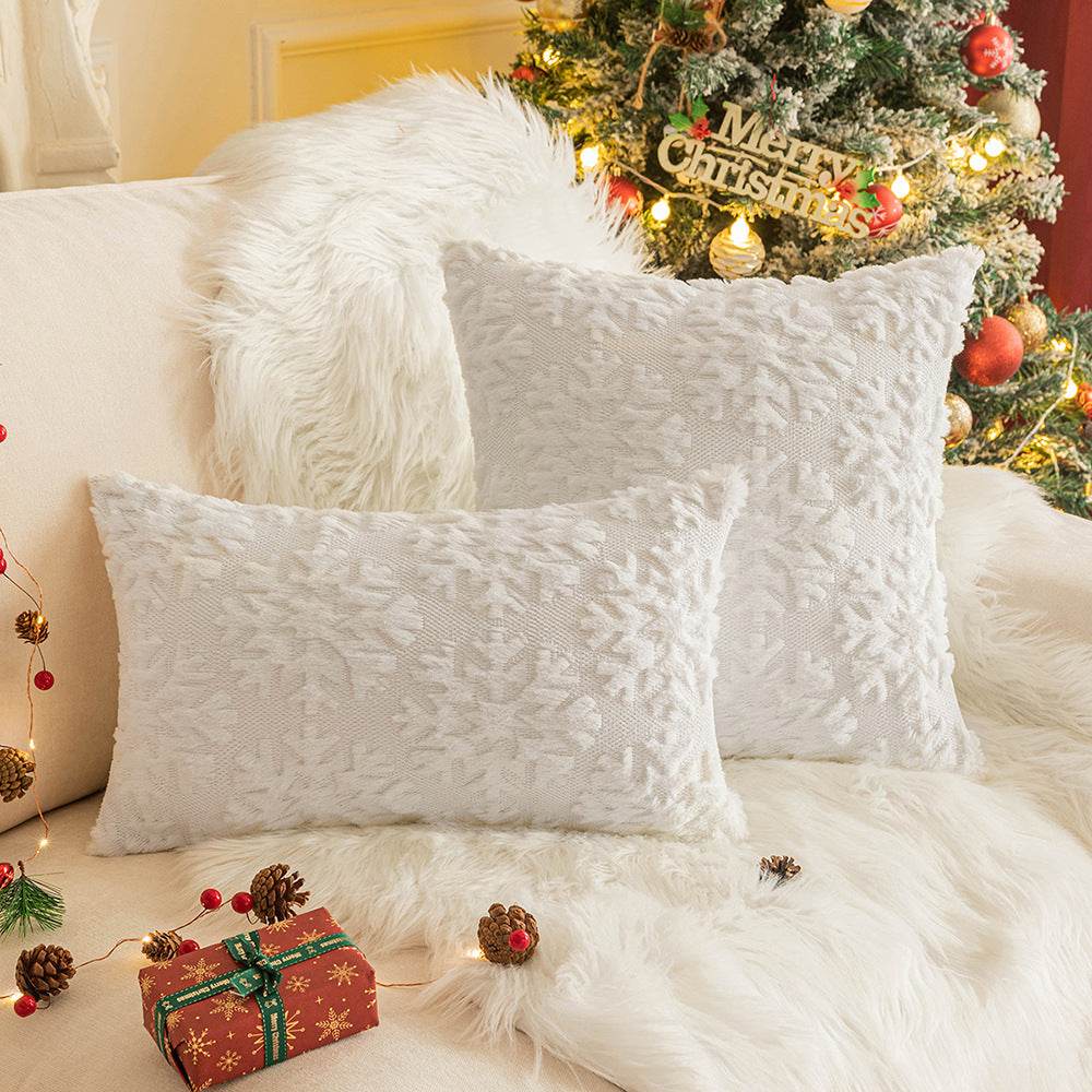 Winter Plush Pillow Covers - Snowflakes & Trees - Shop Jobie