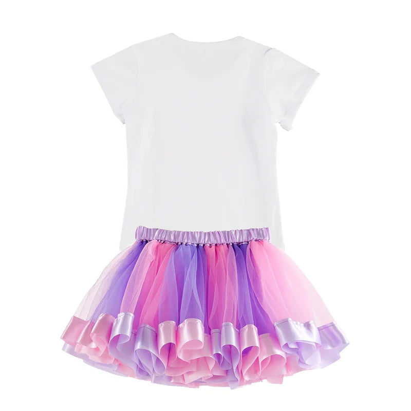 Unicorn T-shirt, Short Skirt, and Headband Set