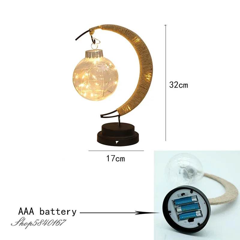 LED Moon Lamp Rattan Night Light - Shop Jobie