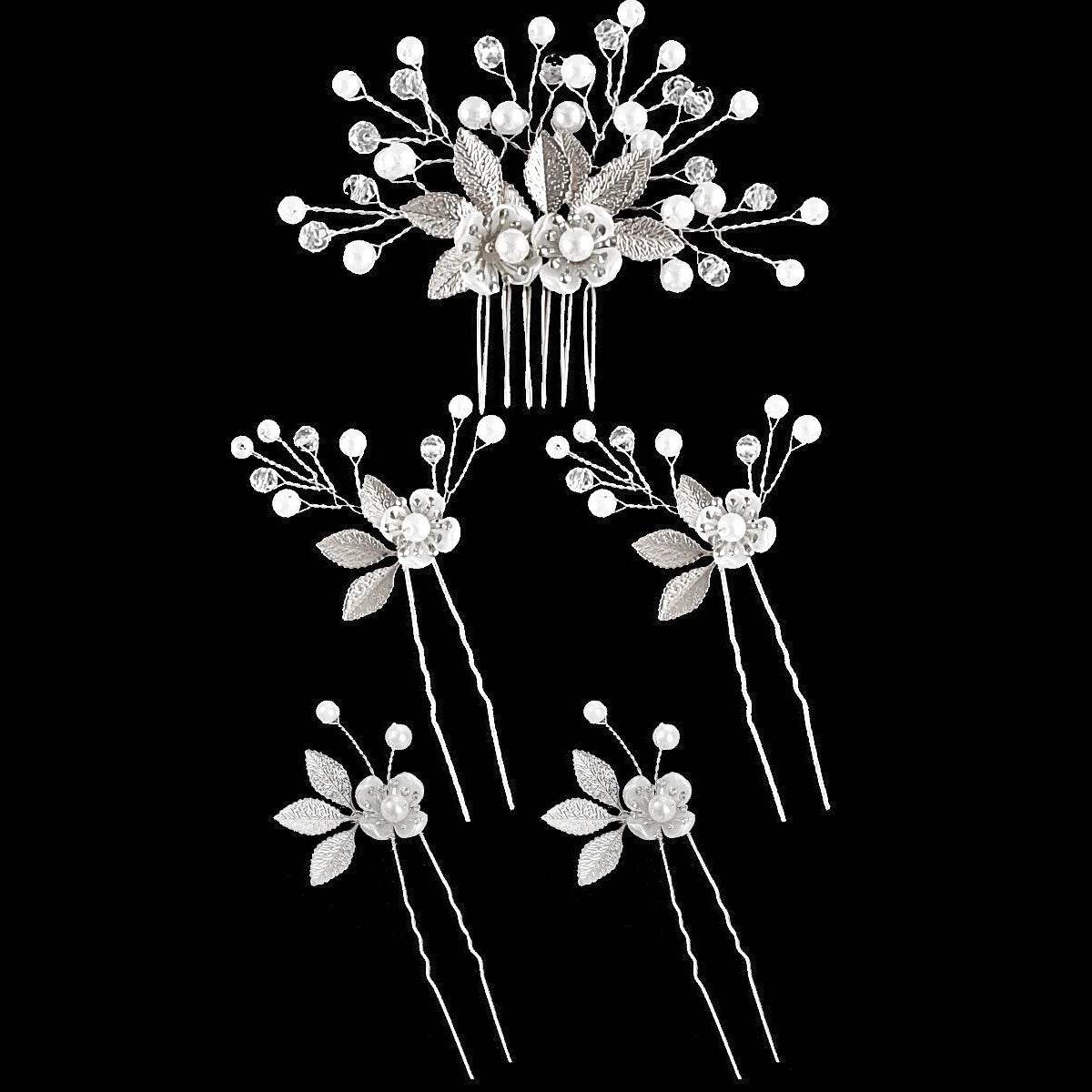 Wedding Pearl Flower Hairpin - Leaves - Shop Jobie