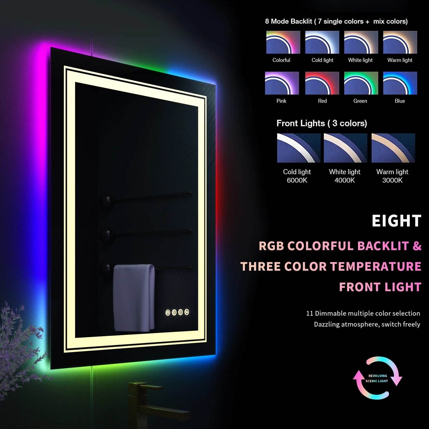 Rectangle RGB LED Bath Mirror - Shop Jobie