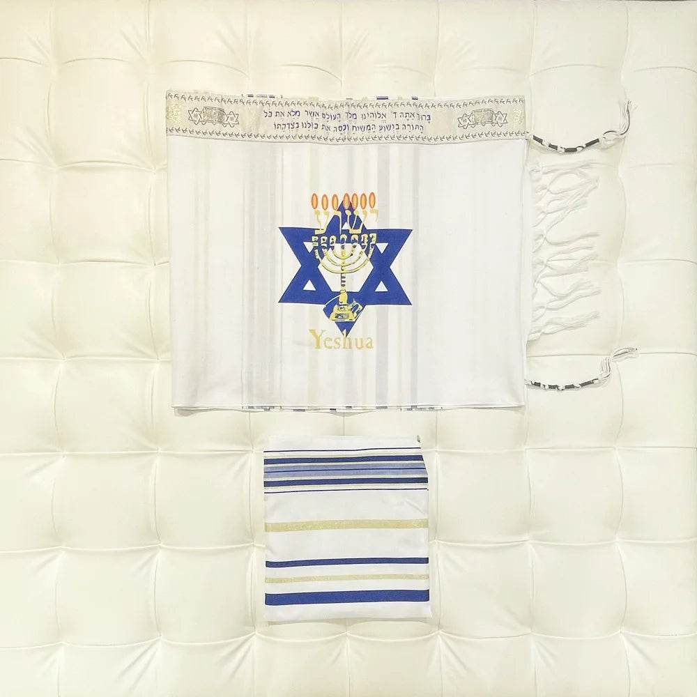 Tallit Menorah Print Prayer Shawl - Shop Jobie