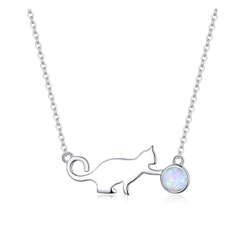 925 Sterling Silver Cat Playing Ball - Shop Jobie