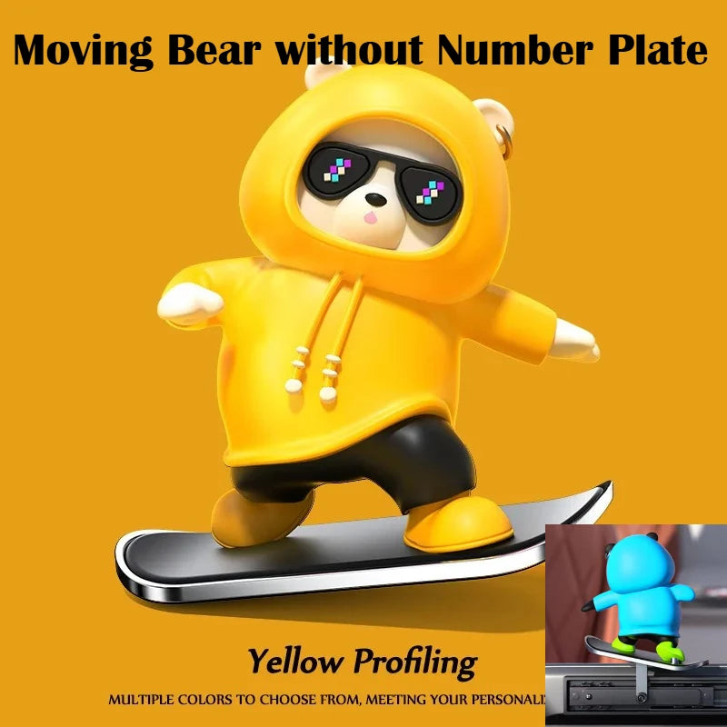 Mini Dashboard Skateboarding Bear
