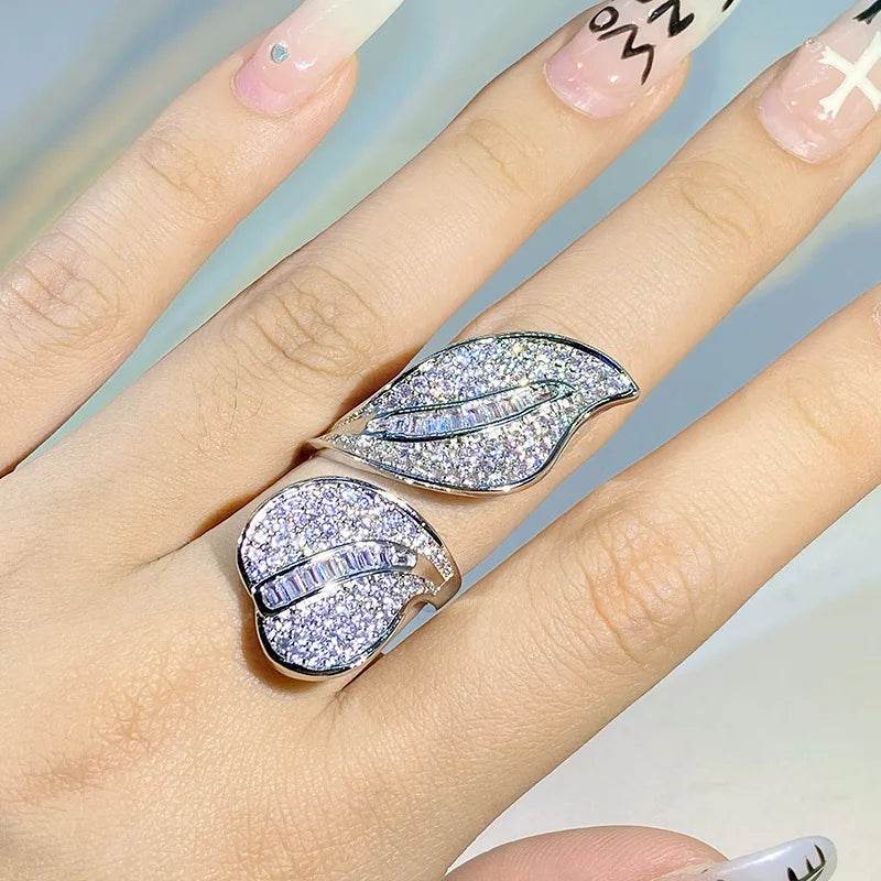 925 Silver Exaggerated Large Willow Leaf Ring - Shop Jobie