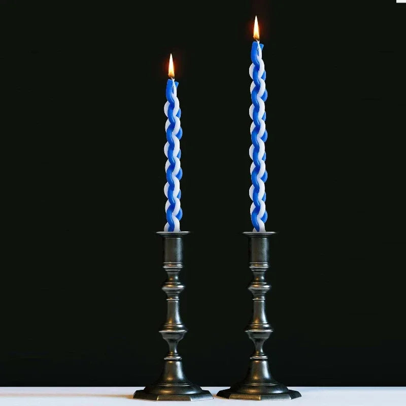 Havdalah - White & Blue Braided Candle