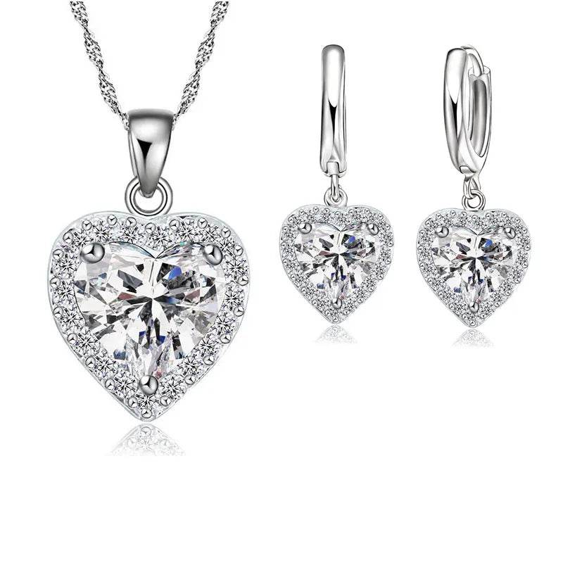 925S Austrian Crystal Heart Set - Shop Jobie