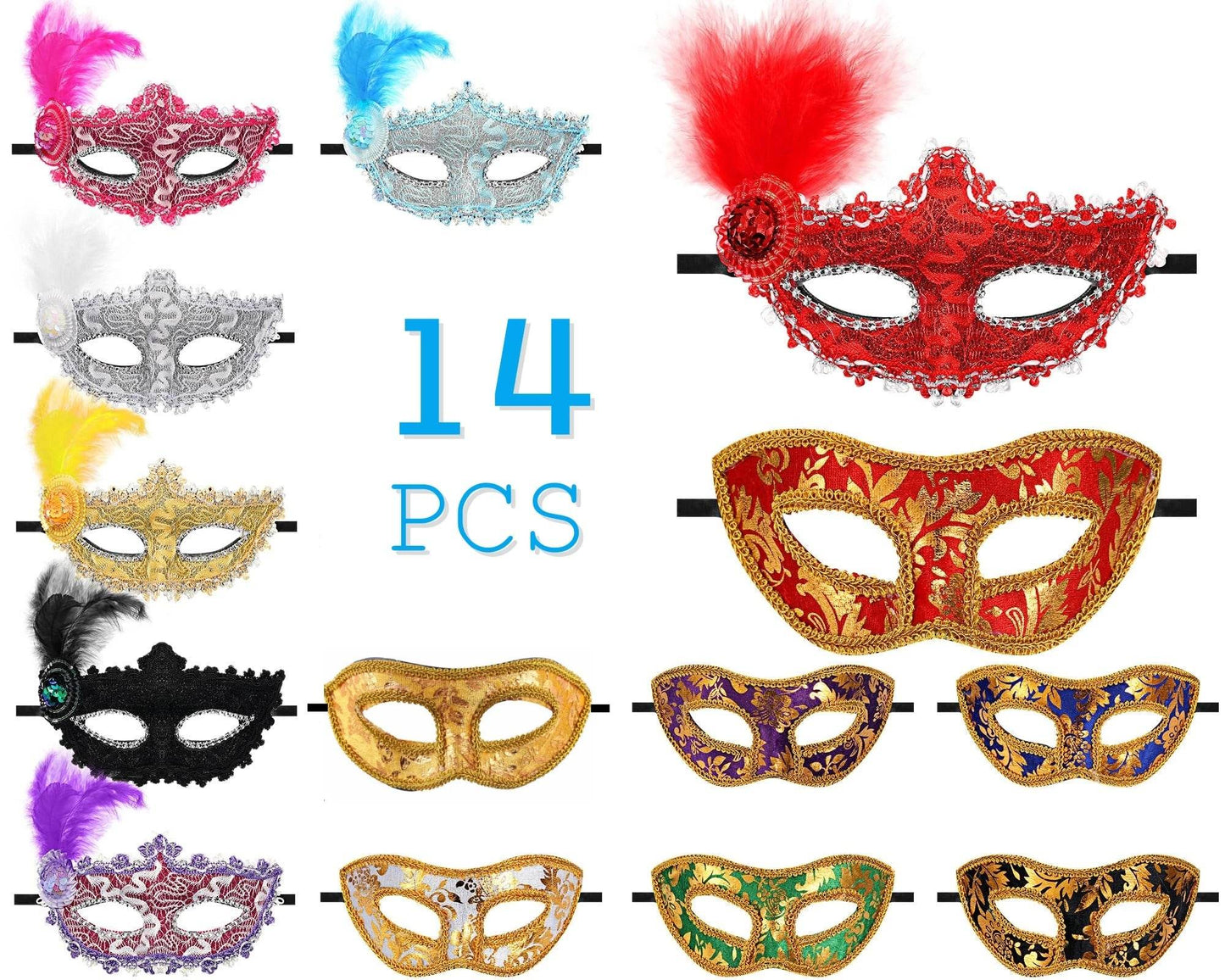 14-56pcs Vintage Mardi Gras Masquerade Mask - Shop Jobie