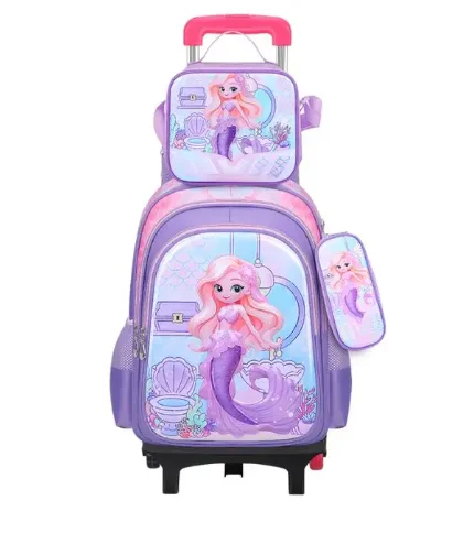 Cartoon Themed School Wheeled Backpack Set 3 pcs