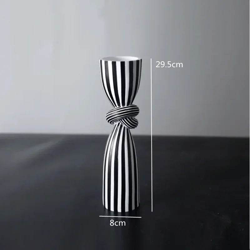 Black and White Striped Twisted Rope Knot Candle Stand - Shop Jobie