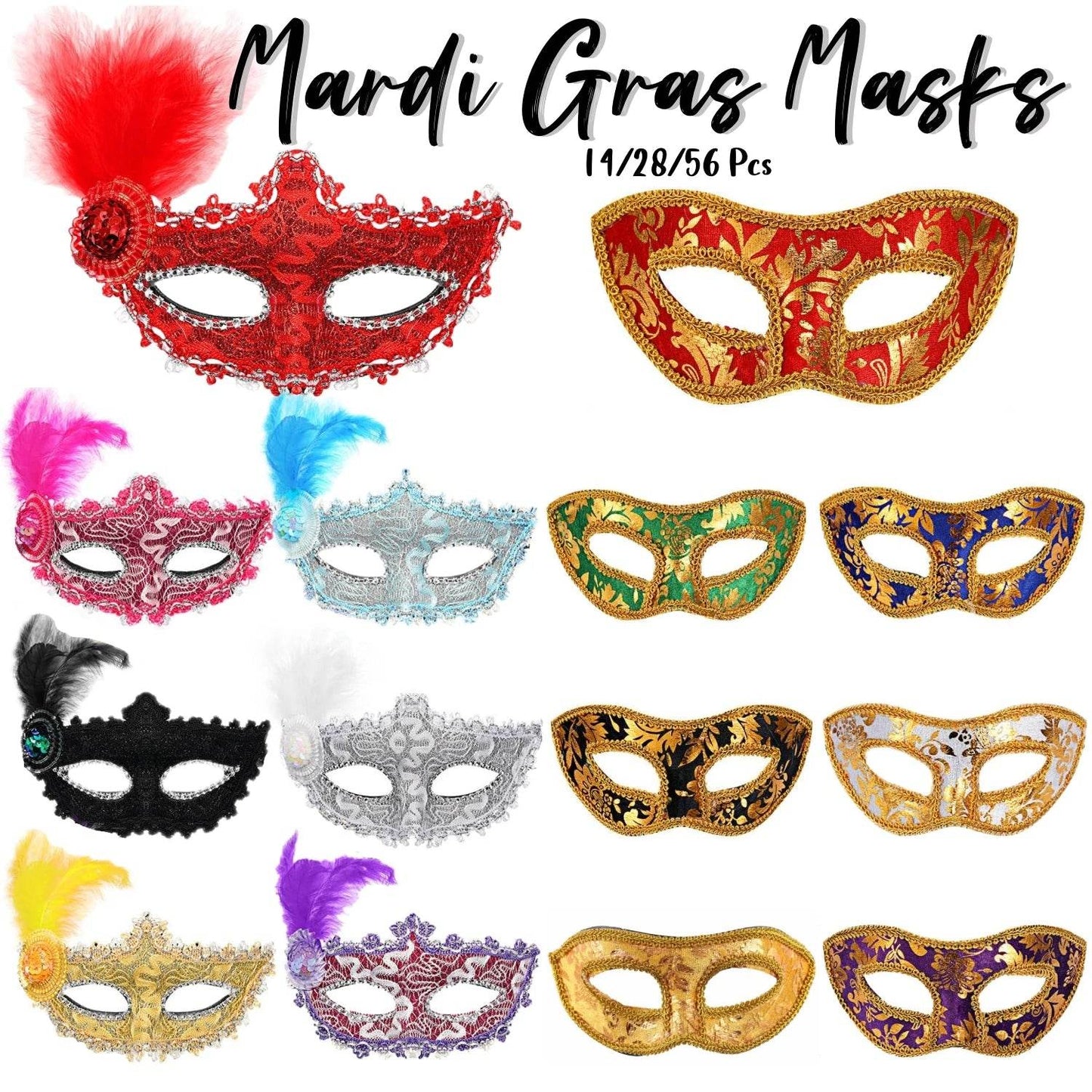 14-56pcs Vintage Mardi Gras Masquerade Mask - Shop Jobie