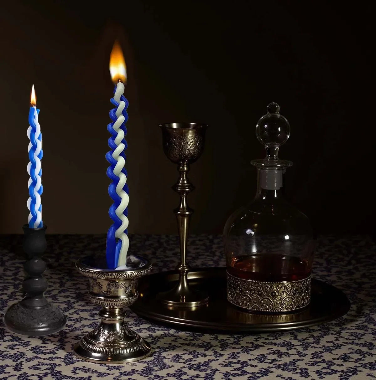Havdalah - White & Blue Braided Candle