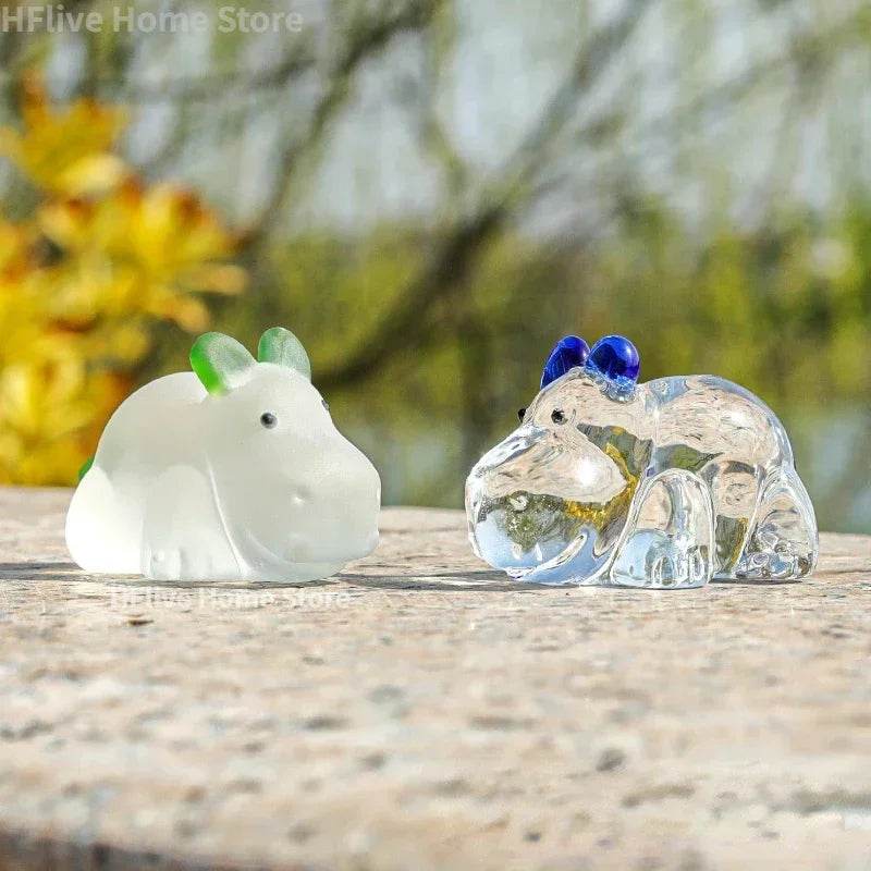 Mini Glass Hippopotamus Figurines - Shop Jobie