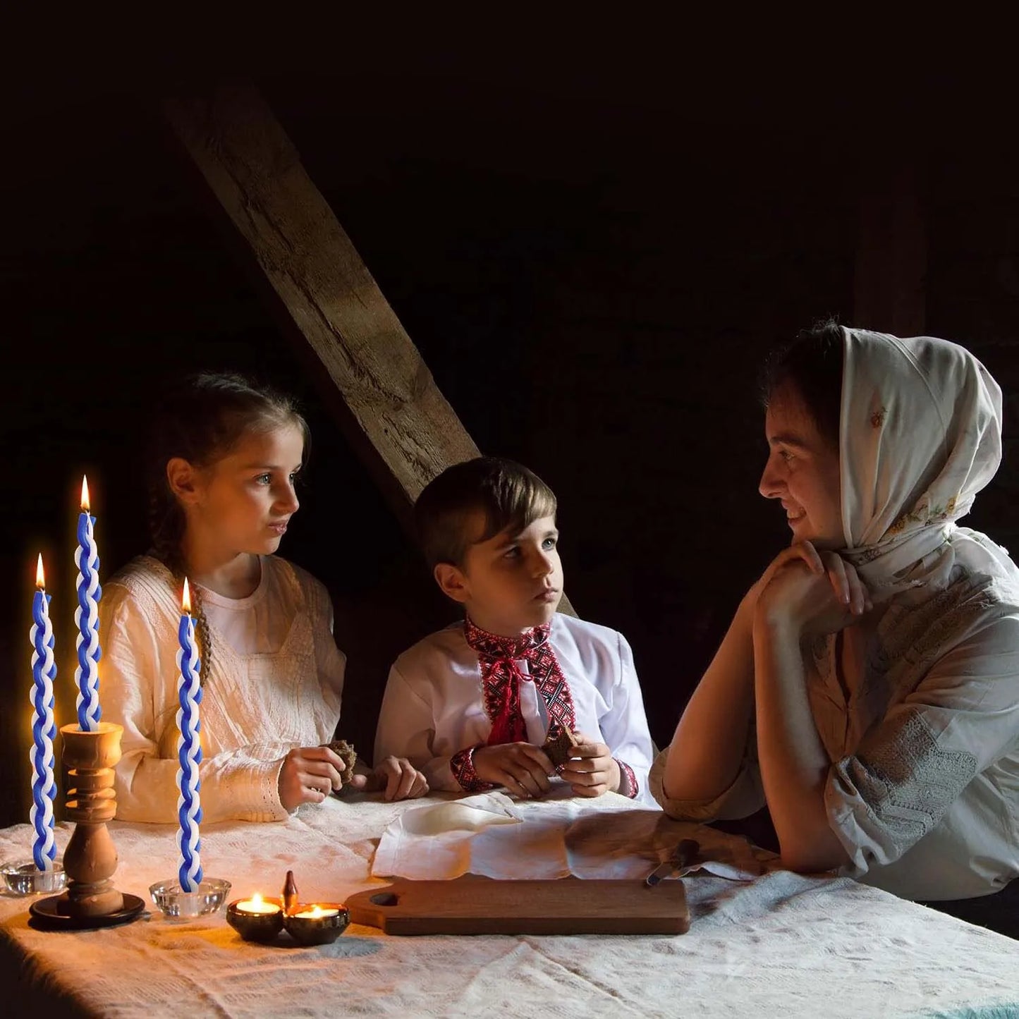 Havdalah - White & Blue Braided Candle