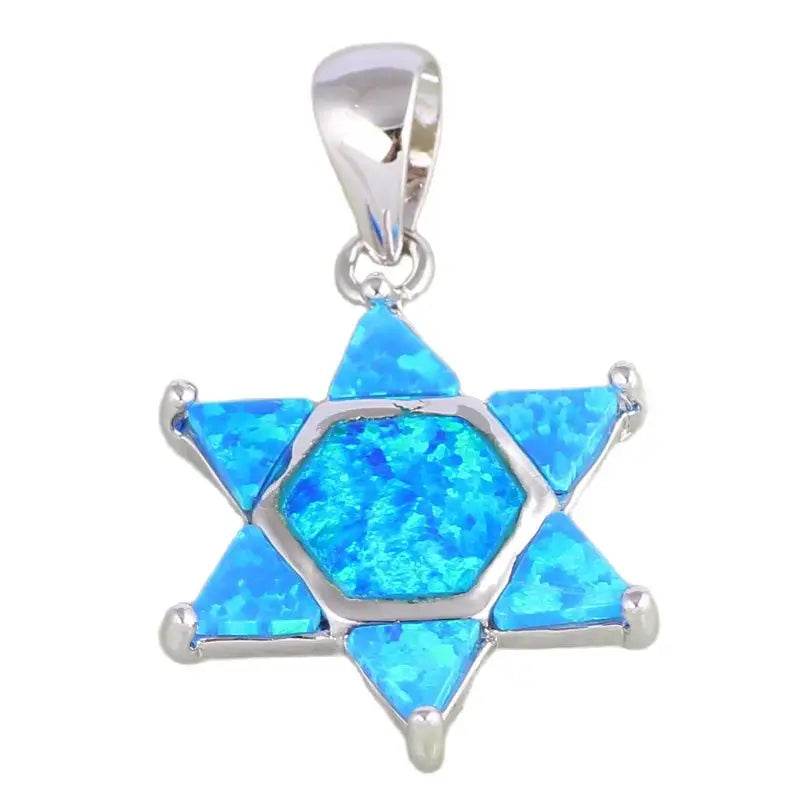 925S Star of David Blue Fire Opal Necklace - Shop Jobie