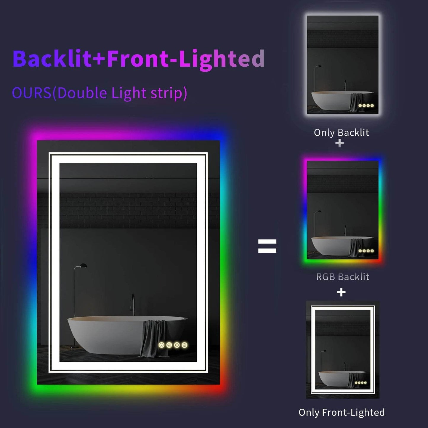 Rectangle RGB LED Bath Mirror - Shop Jobie