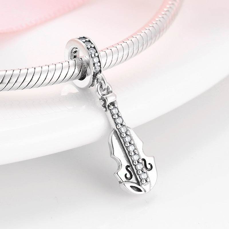 S925 Sterling Silver Inlaid Diamond Music Pendant - Shop Jobie