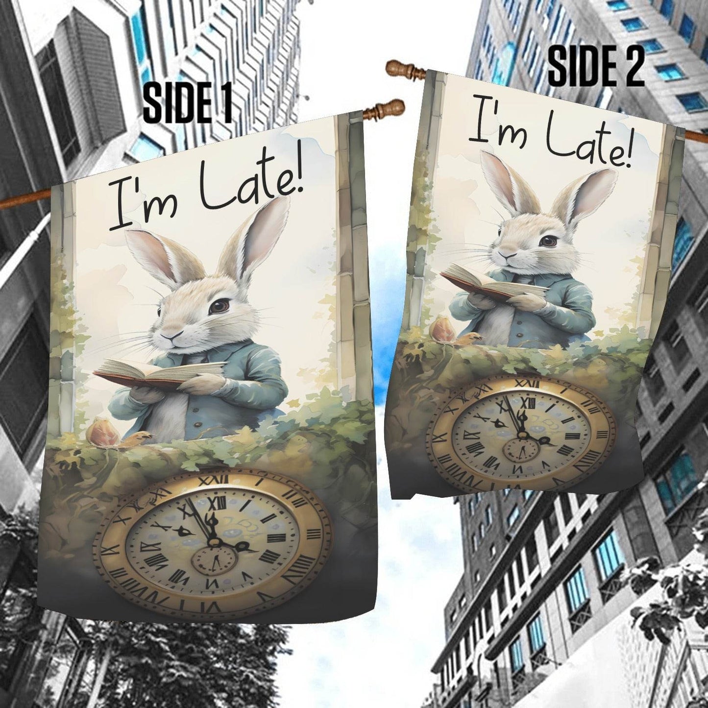 Shop Jobie Garden Flag - White Rabbit Steampunk - Shop Jobie