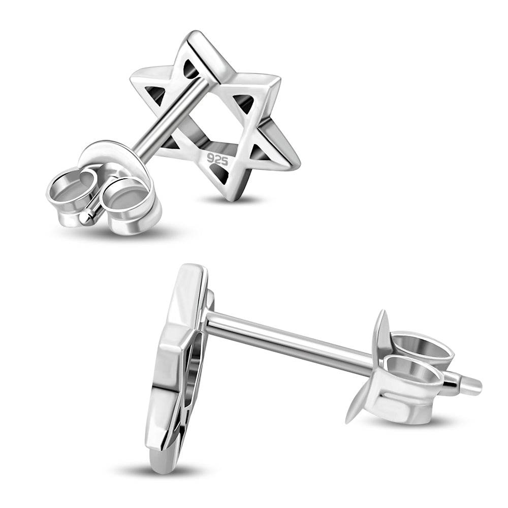 Star of David 925 Sterling Silver Stud Earrings - Shop Jobie