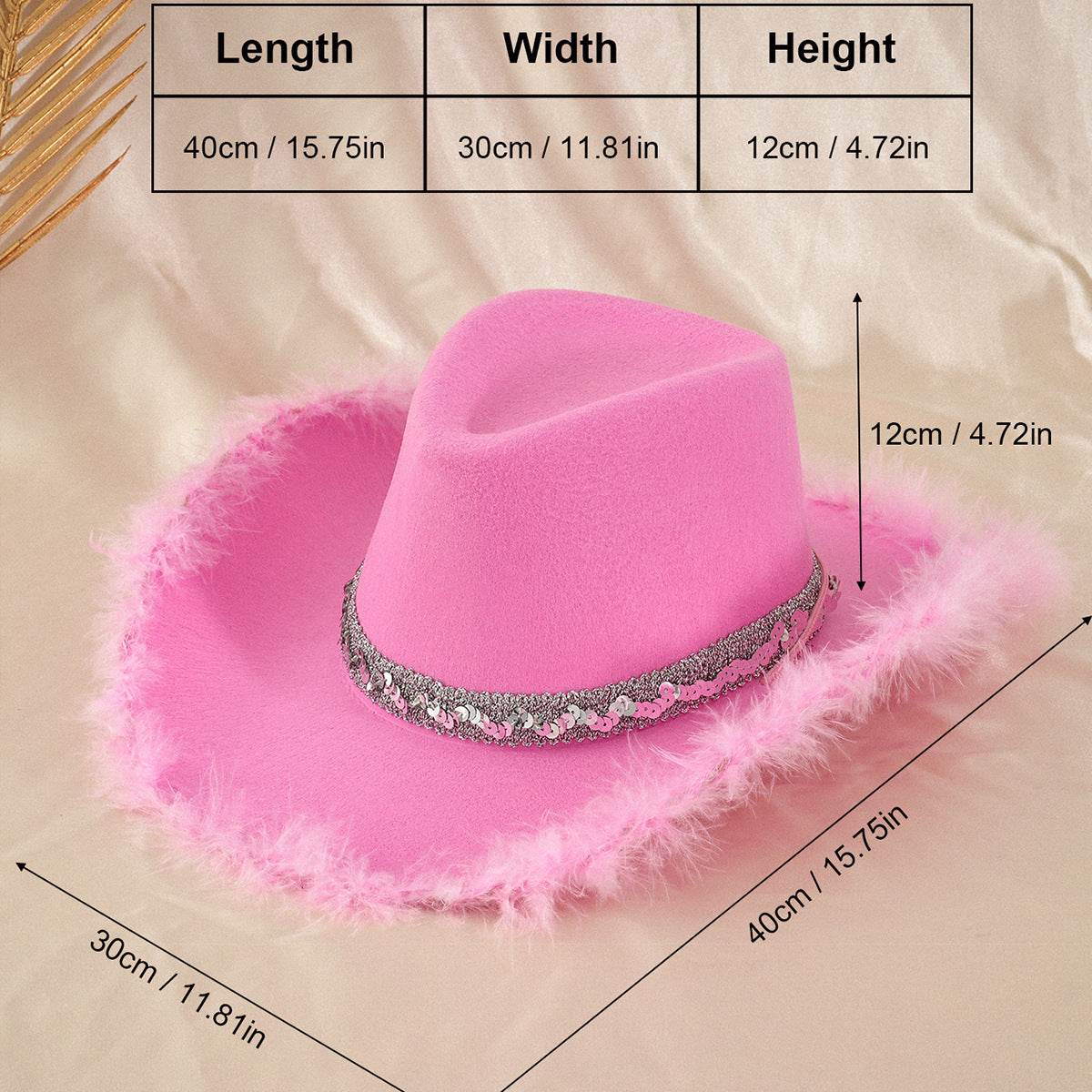 Sequined Ribbon & Upturned Eaves Raw Edge CowGirl Hat! - Shop Jobie