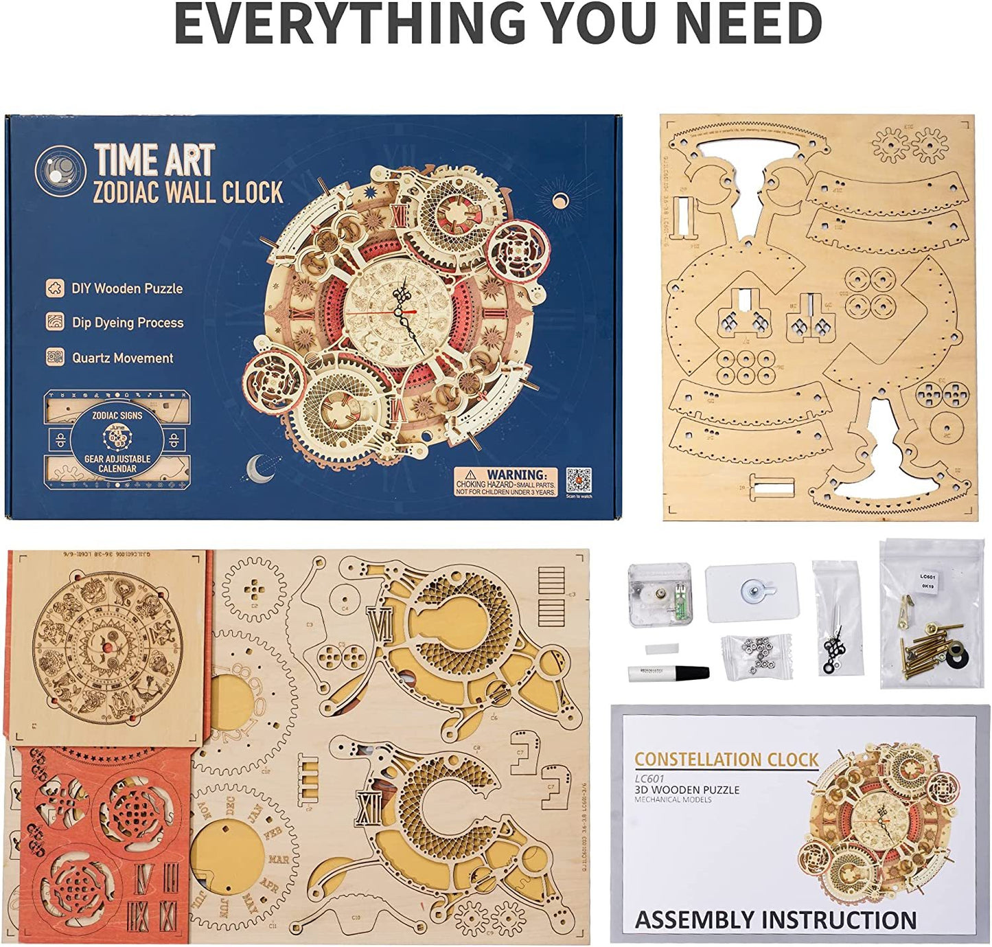 Robotime ROKR Time Art Zodiac Wall Clock