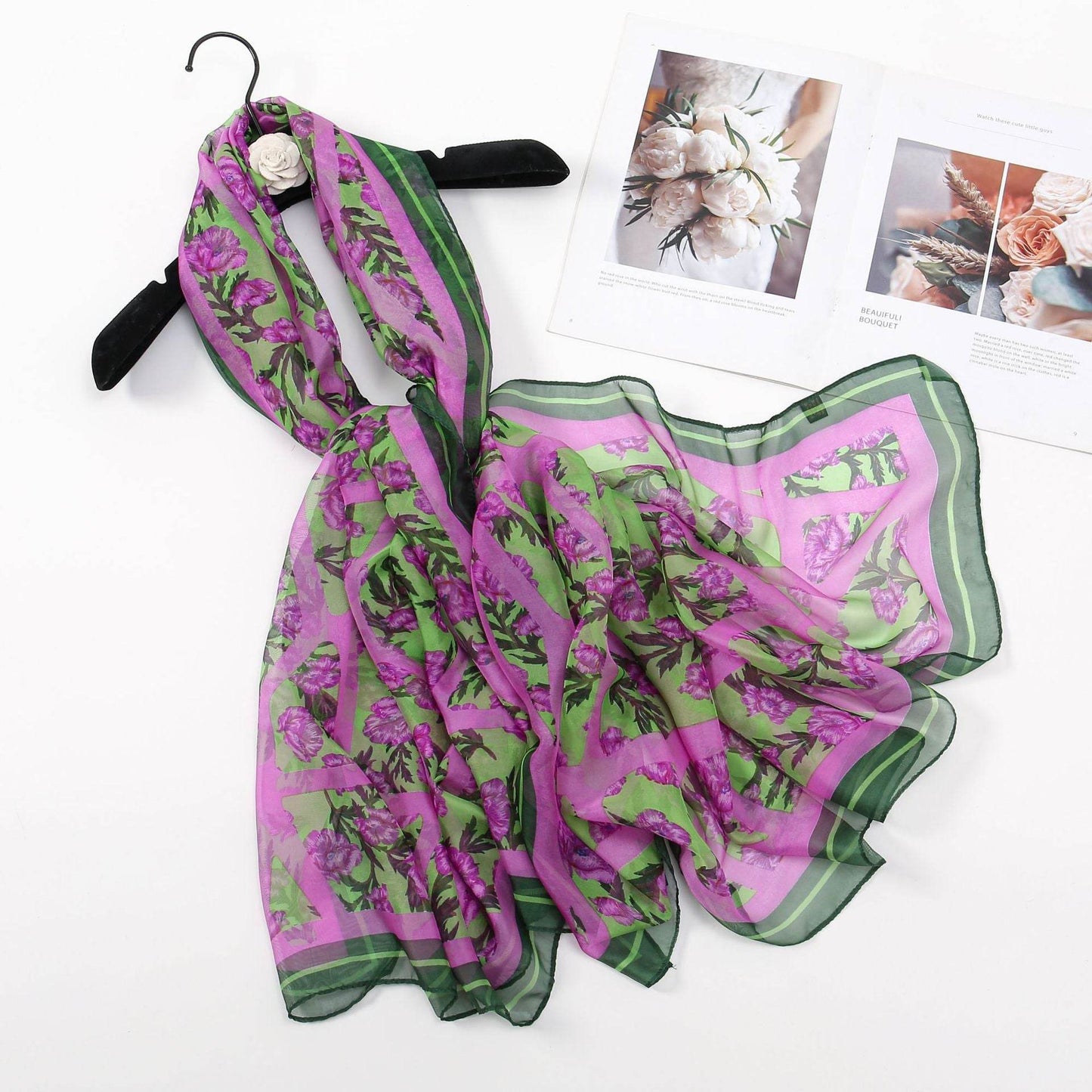 Yourou China Rose Printed Scarf - Shop Jobie