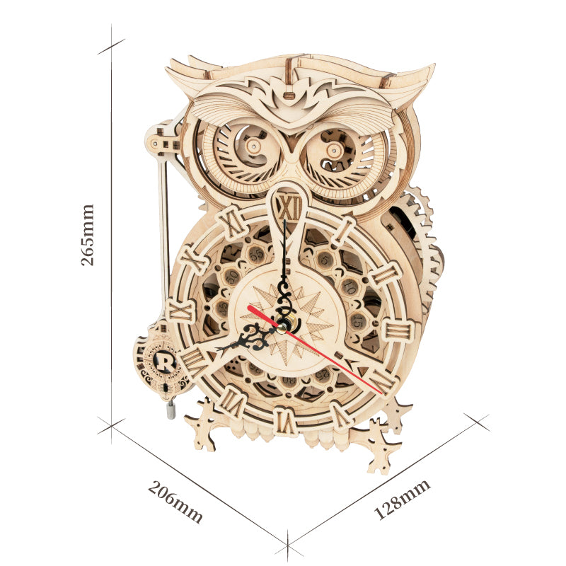 3D Wooden Puzzle DIY Kits - 161pc Workable Owl Clock