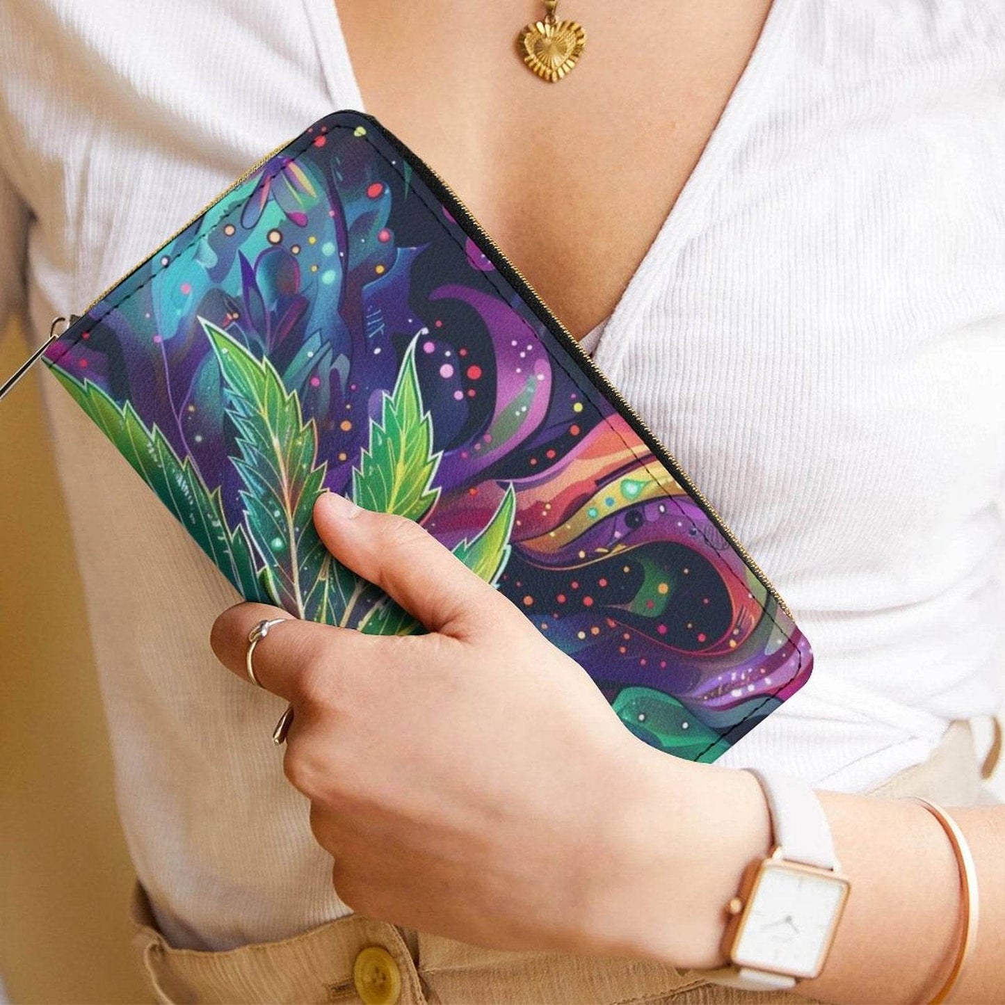 Rainbow Weed Faux Leather Wallet - Shop Jobie