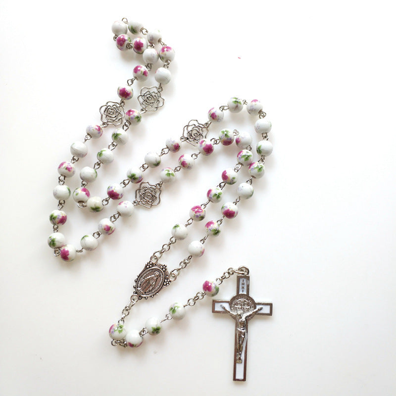 Ceramic Rose Hollow Rosary