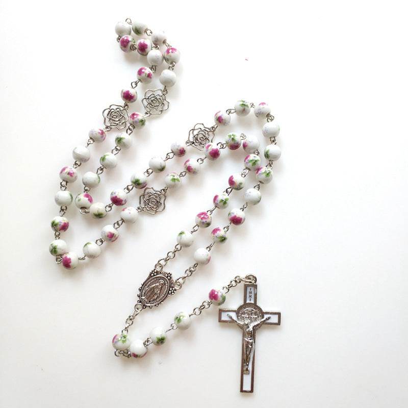 Ceramic Rose Hollow Rosary - Shop Jobie