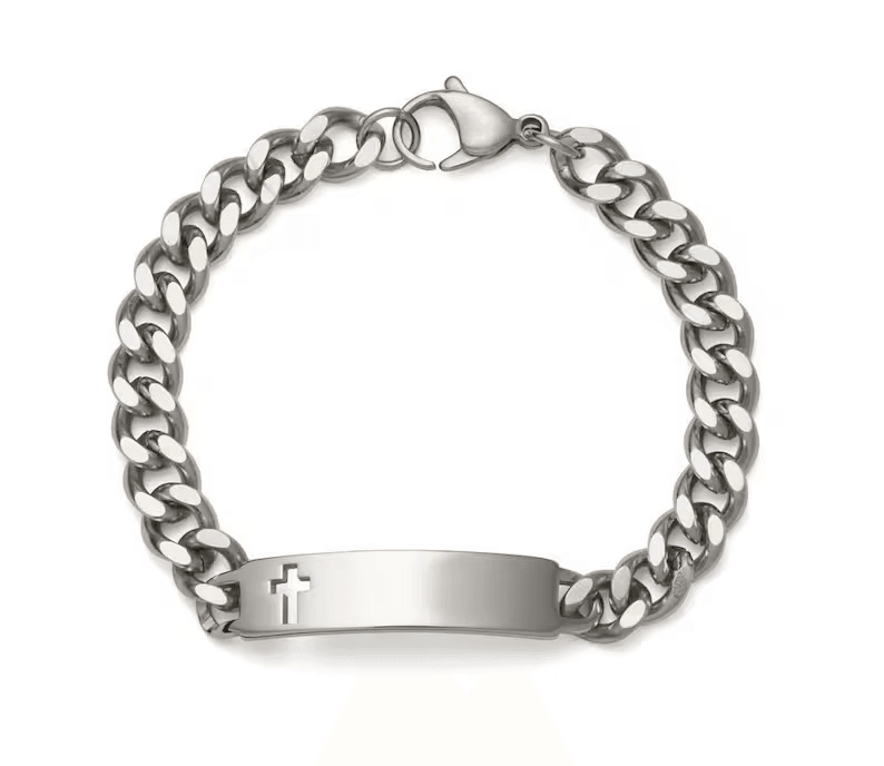 Mens Cross Cutout ID Bracelet - Shop Jobie