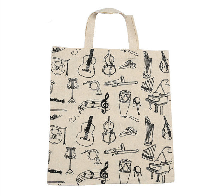 DEBBIE IDEA Piano Musical Note Tree Bear Movement Cotton Handy Eco Sheet Music Bag